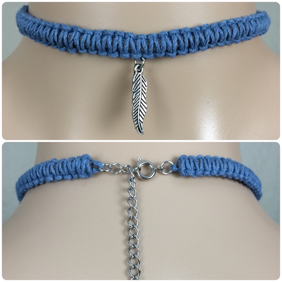 Sunchild Hempworks Jewelry - Charmed Sky Blue w/Gray Peekaboo Hemp Choker